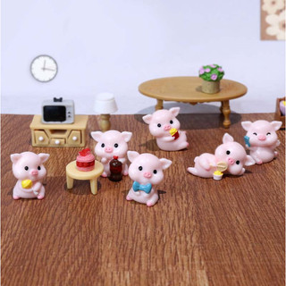 Mô hình heo con tham ăn dễ thương decor tiểu cảnh, trang trí bàn