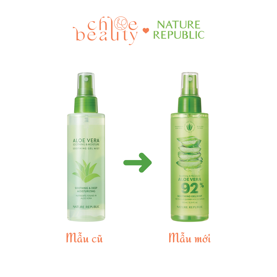 Xịt khoáng Lô hội NATURE REPUBLIC Soothing & Moisture Aloe Vera 92% Soothing Gel Mist 155ml