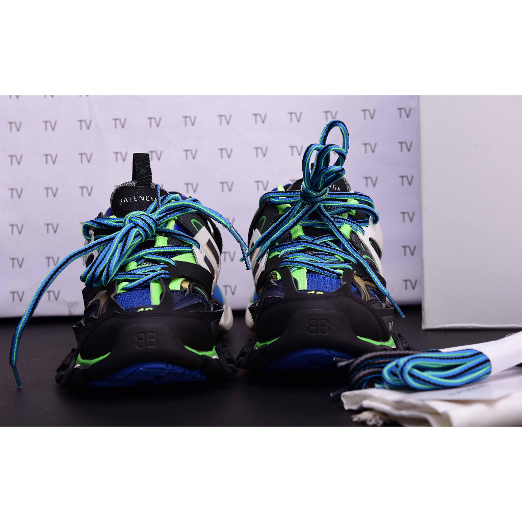 GIẦY THỂ THAO SNEAKER NAM NỮ TRACK MÀU XANH ĐEN & TRẮNG CAM