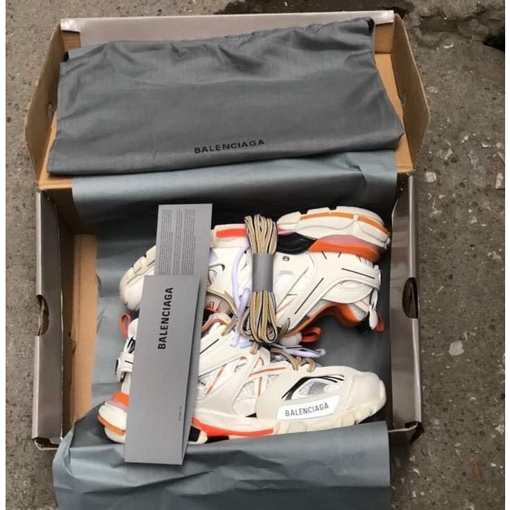 GIẦY THỂ THAO SNEAKER NAM NỮ TRACK MÀU XANH ĐEN & TRẮNG CAM