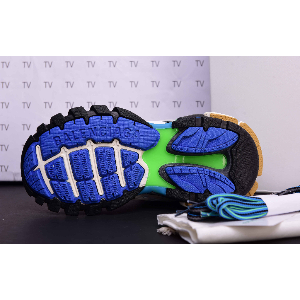 GIẦY THỂ THAO SNEAKER NAM NỮ TRACK MÀU XANH ĐEN & TRẮNG CAM