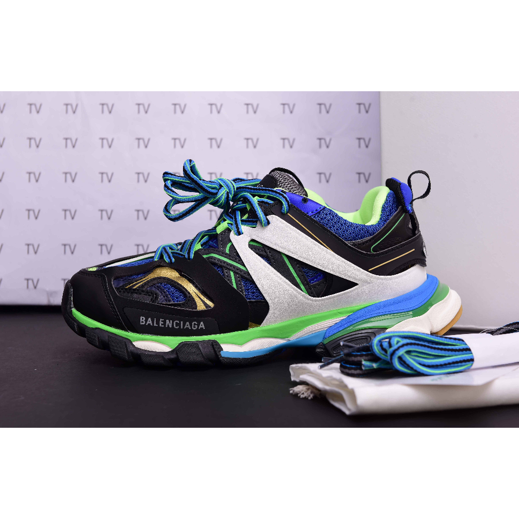 GIẦY THỂ THAO SNEAKER NAM NỮ TRACK MÀU XANH ĐEN & TRẮNG CAM