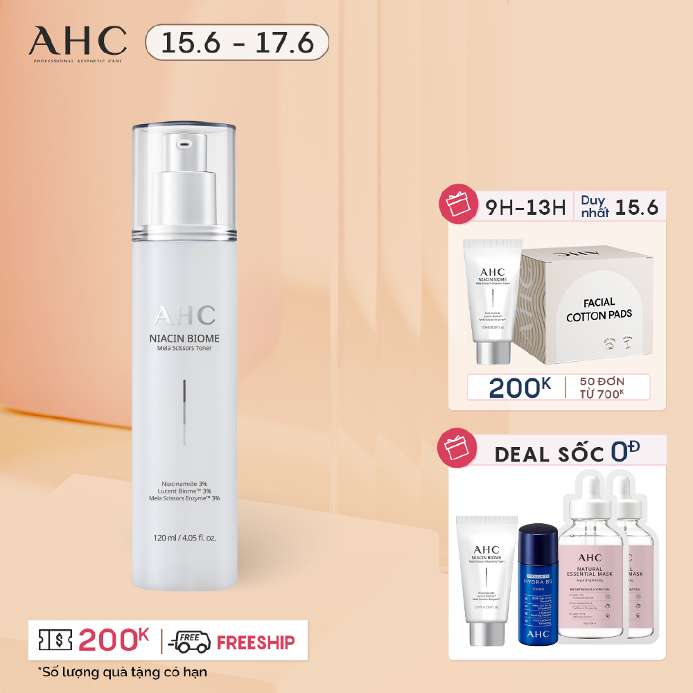 Nước Cân Bằng Cấp Ẩm Làm Sáng Da AHC Niacin Biome Mela Scissors Toner120ml