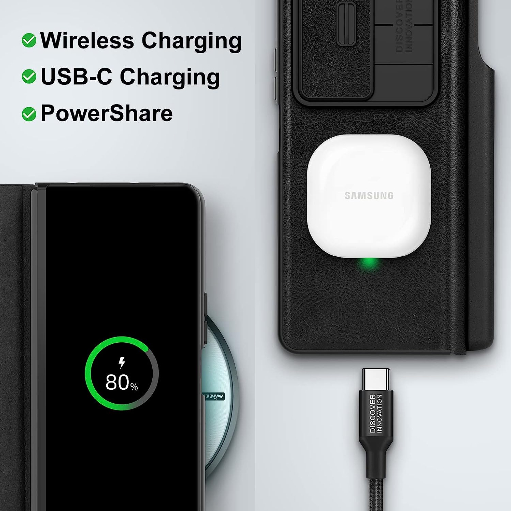 Case bao da chống sốc cho Samsung Galaxy Z Fold 4 bảo vệ Camera & ngăn S-Pen hiệu Nillkin Qin Pro - Hotphukien phân phối