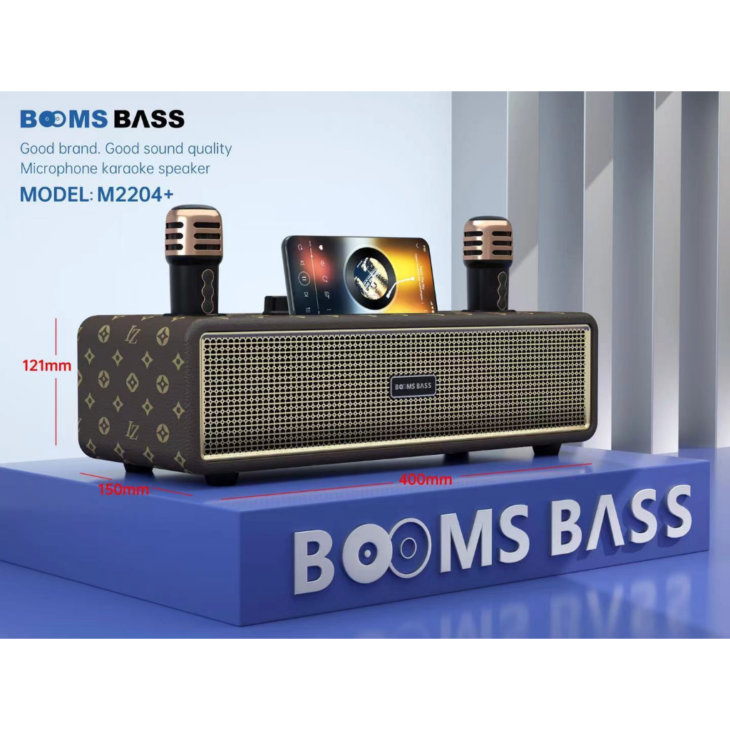 Loa Bluetooth Karaoke Booms Bass M2204 Tặng Kèm 2 Micro, Loa Không Dây Bass Căng Đét Bảo Hành Chính Hãng 12 Tháng