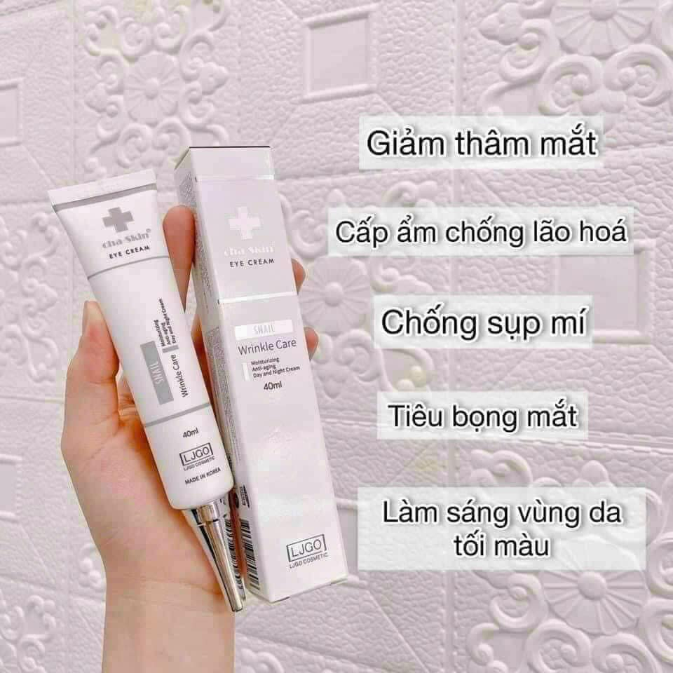 Kem Giảm Thâm Mắt LJGO Snail Wrinkle Care Cha Skin Eye Cream - 40g
