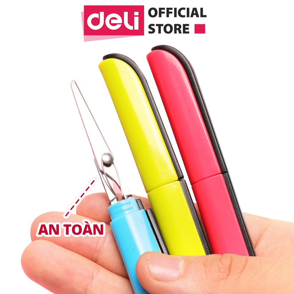 Kéo mini tiện lợi 105mm Deli - 4 màu Đen/ Xanh/ Hồng/ Trắng - dành cho văn phòng, học sinh, sắc bén, tiện lợi - 6072