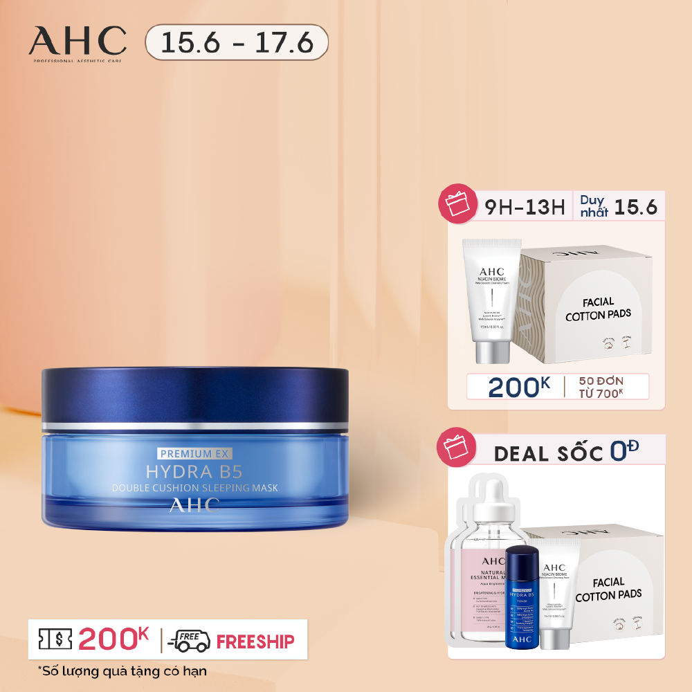 Mặt Nạ Cấp Ẩm Phục Hồi Đa Năng - AHC Premium Ex Hydra B5 Double Cushion Sleeping Mask 60G