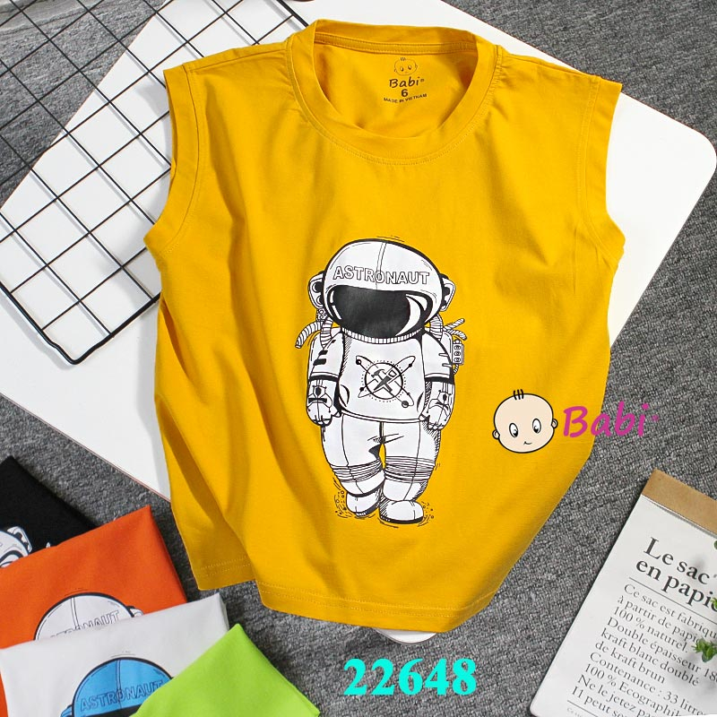(Size đại 26kg-57kg) Áo thun ba lỗ hình phi hành gia cá tính cho bé trai,Áo balo Babi cotton cao cấp thời trang Hàn Quốc