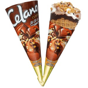 THÙNG 20 CÂY - Kem ốc quế vani socola Celano cây 110ml (66g)