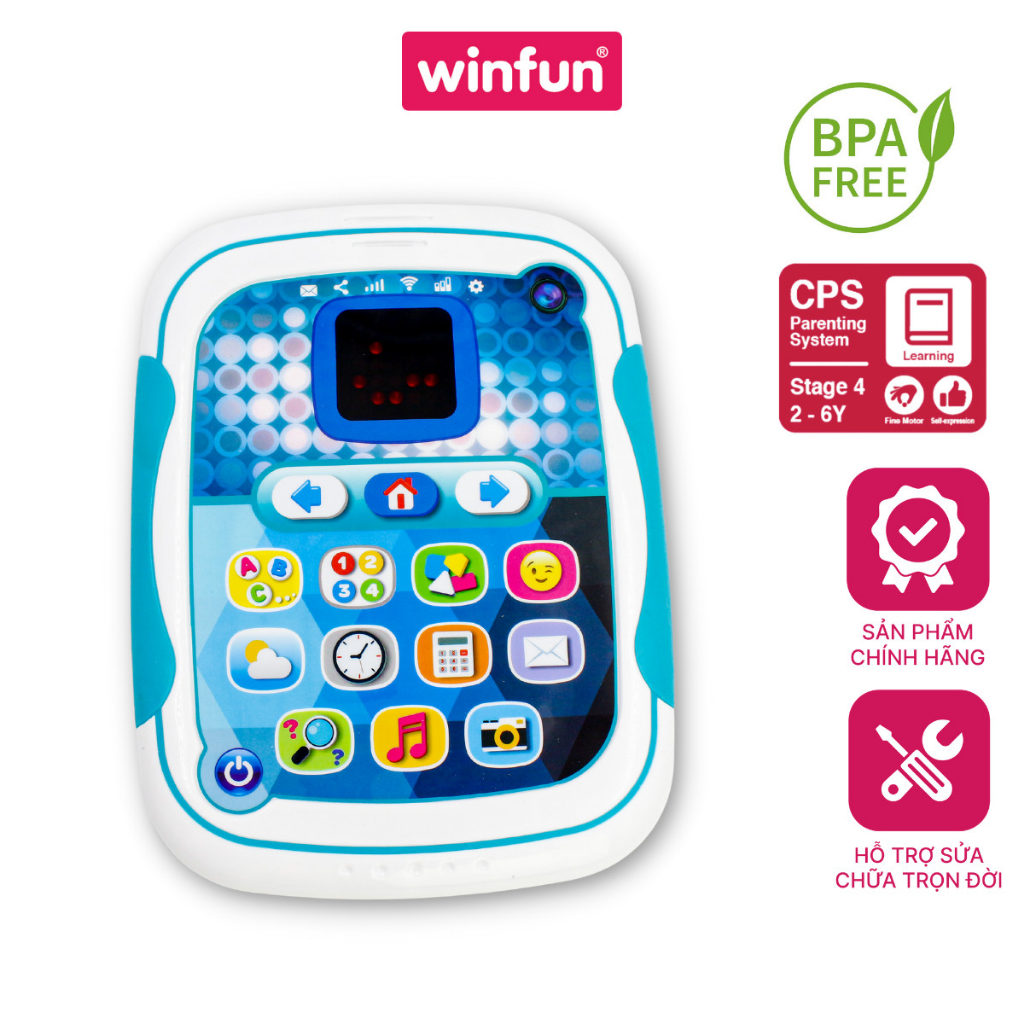 Ipad đồ chơi cho bé, hỗ trợ học tập số, chữ cái và nhiều kiến thức thú vị cho bé Winfun WF002272 hàng chính hãng