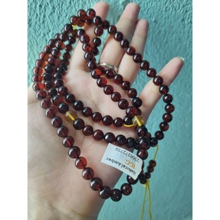 chuỗi 108 hạt 7ly hổ phách huyết (kèm giấy kd)