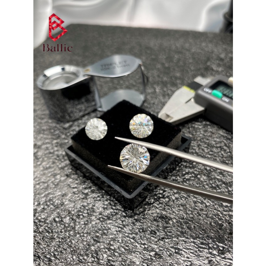 Kim cương nhân tạo Moissanite giác cắt Bông Tuyết siêu hiếm - Có giấy kiểm định GRA- Mã khắc cạnh viên đá - Test bút kêu