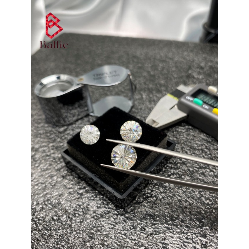 Kim cương nhân tạo Moissanite giác cắt Bông Tuyết siêu hiếm - Có giấy kiểm định GRA- Mã khắc cạnh viên đá - Test bút kêu