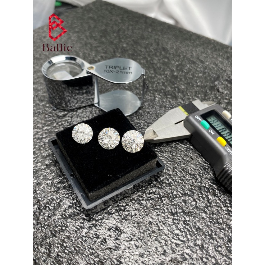 Kim cương nhân tạo Moissanite giác cắt Bông Tuyết siêu hiếm - Có giấy kiểm định GRA- Mã khắc cạnh viên đá - Test bút kêu