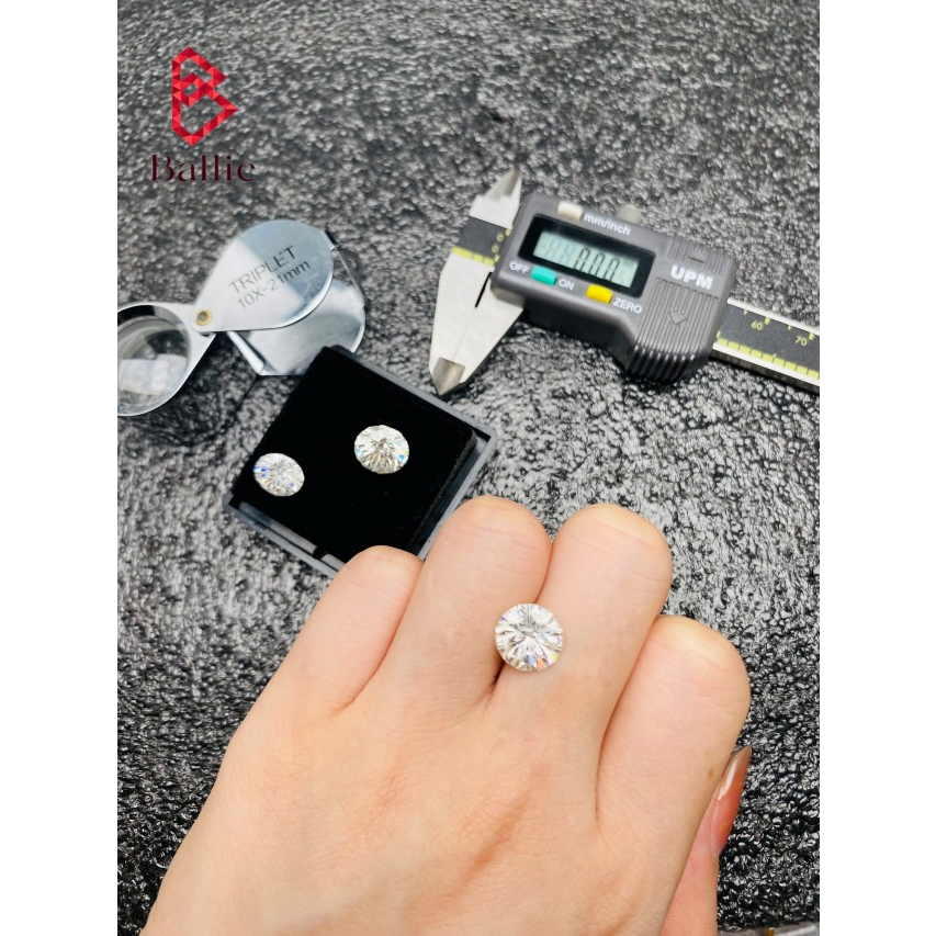 Kim cương nhân tạo Moissanite giác cắt Bông Tuyết siêu hiếm - Có giấy kiểm định GRA- Mã khắc cạnh viên đá - Test bút kêu