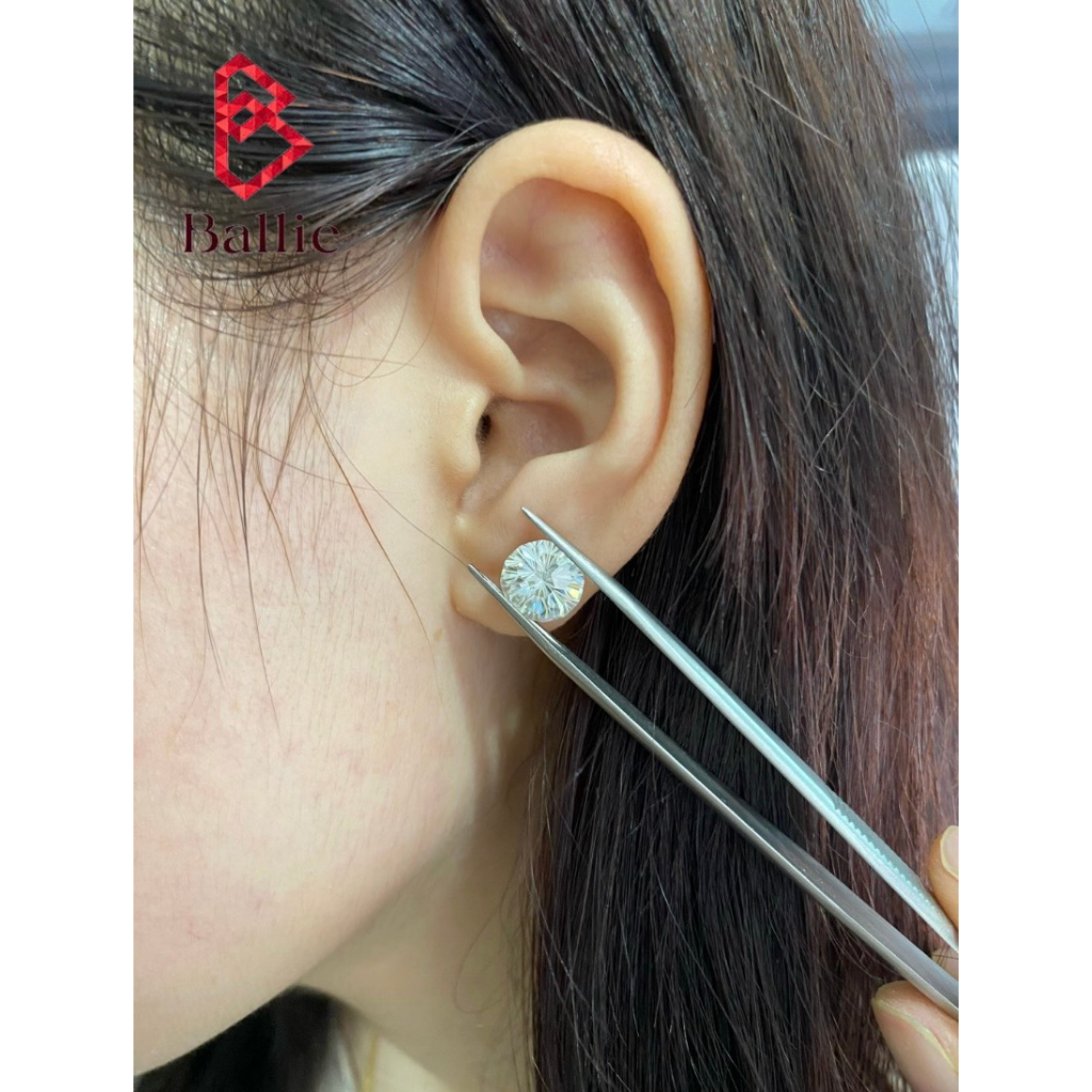 Kim cương nhân tạo Moissanite giác cắt Bông Tuyết siêu hiếm - Có giấy kiểm định GRA- Mã khắc cạnh viên đá - Test bút kêu