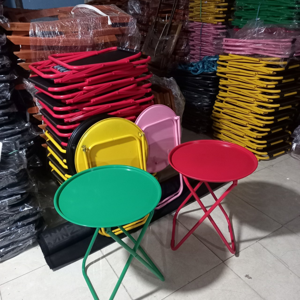 Bàn tròn cafe gấp gọn, bàn trà chanh, bàn trà mâm dính xếp gọn cao 52cm
