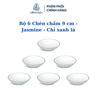 Bộ 6 chén chấm Minh long 9 cm Jasmine Chỉ Xanh Lá