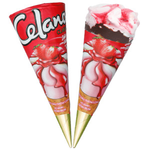 Thùng 20 cây - kem ốc quế vani dâu celano cây 110ml