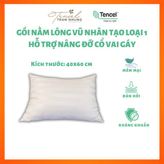 Ruột gối nằm lông vũ nhân tạo - chống mỏi cổ vai gáy - trần nhung tencel - 40x60 cm - trắng