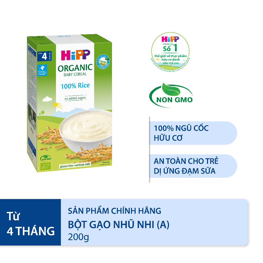 Bột ăn dặm dinh dưỡng Gạo nhũ nhi HiPP Organic 200g