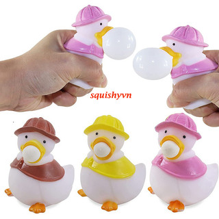 Squishy con vịt đội mũ thổi kẹo cao su rất khệnh mềm dẻo đồ chơi dễ thương cho bé