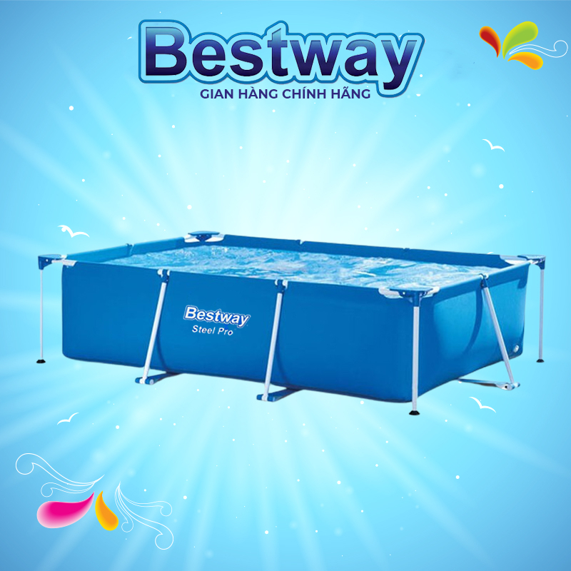 Bể bơi khung kim loại Bestway, bể bơi lắp ráp loại lớn dùng cho gia đình kích thước 260cm x 170cm x 61cm, bảo hành 1 năm