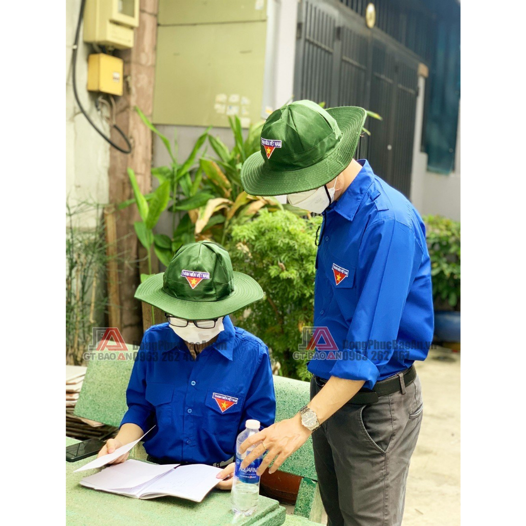Nón tai bèo, Khăn rằn thanh niên nam nữ , nón lính mùa hè xanh, trơn và thêu có vành rộng, chống nắng tốt
