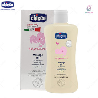 Dầu massage chiết xuất Hạt bông Chicco 0M+ 200ml cho bé sơ sinh làn da mềm