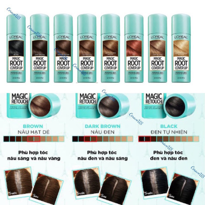 XỊT PHỦ CHE TÓC BẠC L'OREAL PARIS MAGIC ROOT COVER UP GRAY 57G - CHE PHỦ HOÀN HẢO CHÂN TÓC BẠC shopvu- 14234