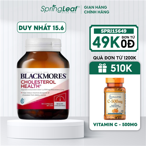Viên uống cân bằng mỡ máu, giảm cholesterol Blackmores Cholesterol Health 60 viên của Úc