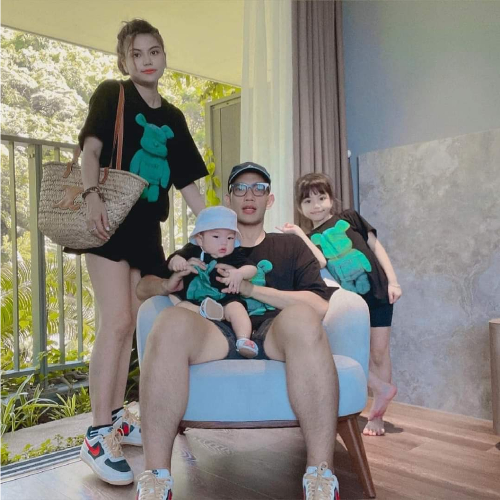 Áo Thun Đồng Phục Gia Đình Gấu Xanh HOPE Áo Phông Áo Cặp Đôi Du Lịch Đi Biển