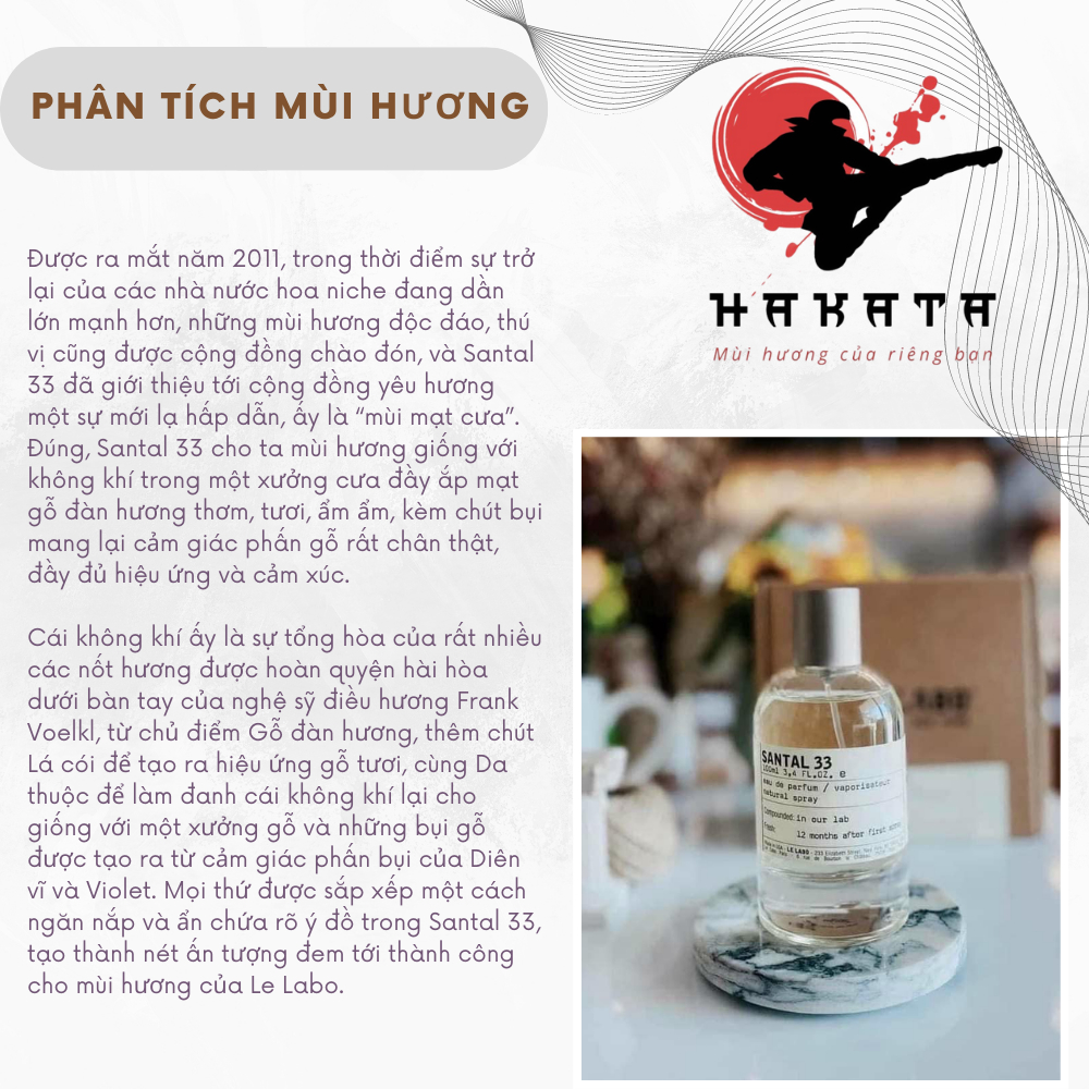 Nước hoa nam nữ Unisex Le Labo Santal 33 hương thơm của gỗ nhẹ nhàng lôi cuốn- Hakata Official