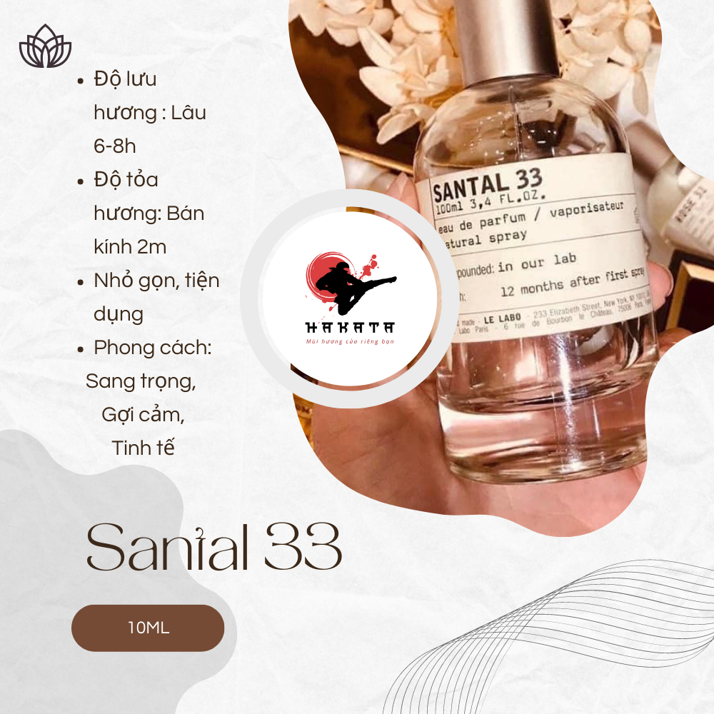 Nước hoa nam nữ Unisex Le Labo Santal 33 hương thơm của gỗ nhẹ nhàng lôi cuốn- Hakata Official