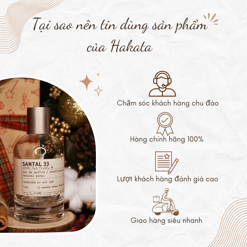 Nước hoa nam nữ Unisex Le Labo Santal 33 hương thơm của gỗ nhẹ nhàng lôi cuốn- Hakata Official