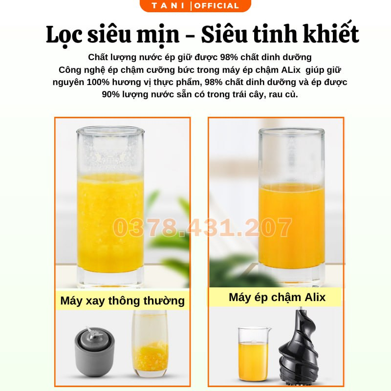 Máy Ép Chậm Tani Ép Hoa Quả Công Suất Lớn Siêu Nhanh