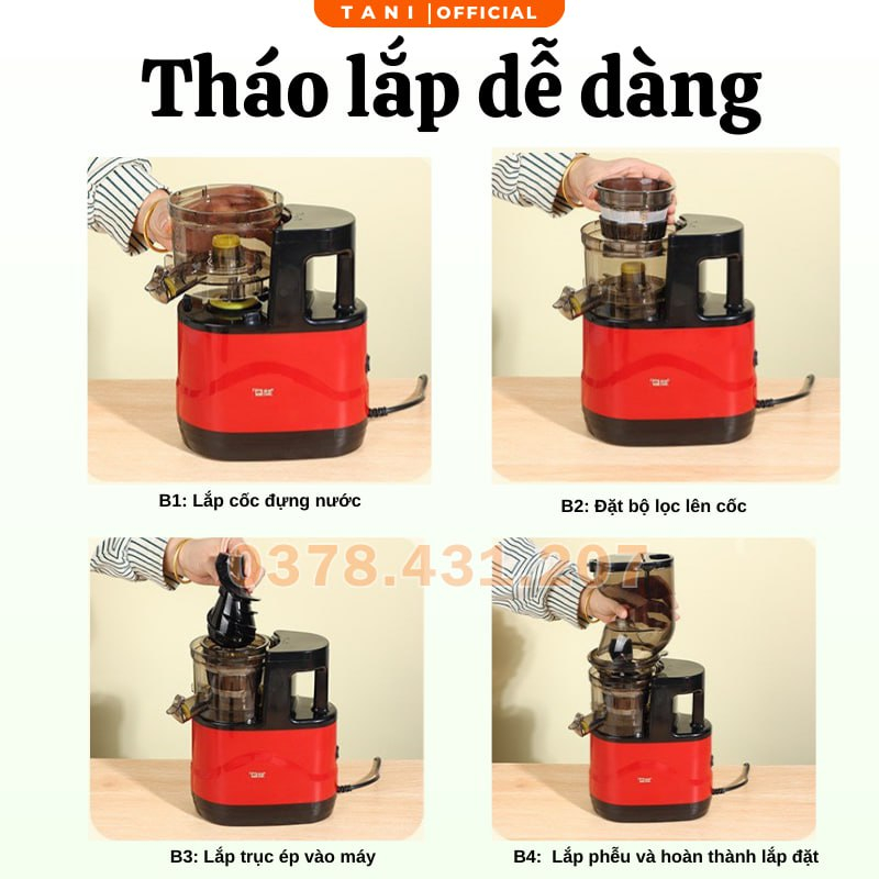 Máy Ép Chậm Tani Ép Hoa Quả Công Suất Lớn Siêu Nhanh