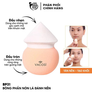 Bông phấn nón lá đánh nền mềm mịn vacosi blender - bp31