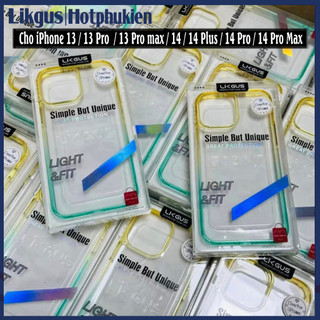 Ốp lưng chống sốc cho iphone 13 / 13 pro / 13 pro max / 14 / 14 plus / 14 pro / 14 pro max hiệu likgus gradient clear