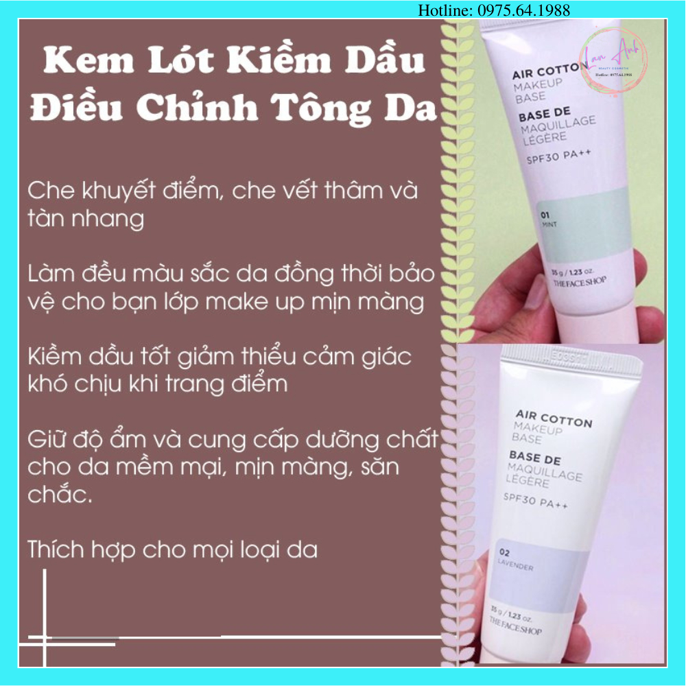 Kem lót Air Cotton Make Up Base SPF30 PA++ The Face Shop 35g