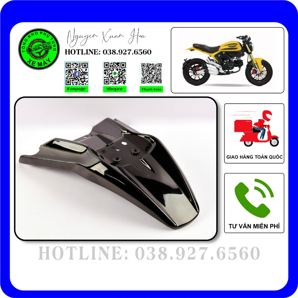 Chắn bùn sau/ Dè sau/ Đuôi sau LF-Hunter/ Ducati Scrambler (Nhựa ABS sơn chất lượng cao, Hàng nhập khẩu cao cấp)