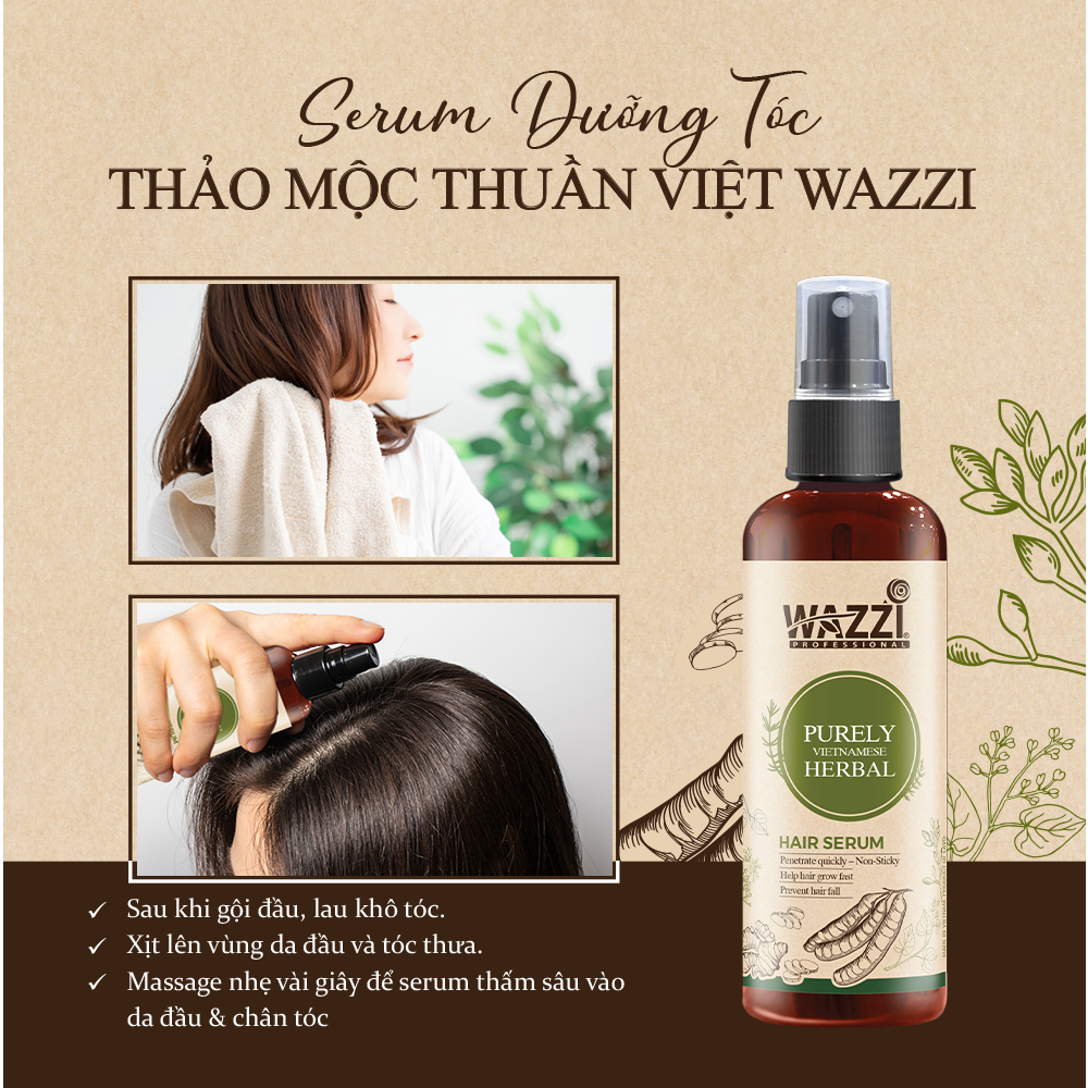 Serum Dưỡng Tóc Thảo Mộc Thuần Việt Wazzi