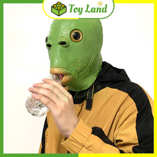 [Cao Cấp] Mặt Nạ Ếch Xanh Mặt Nạ Cá Da Xanh Silicone Dày Đẹp Hóa Trang Quái Vật Cá Chép Xanh Lá