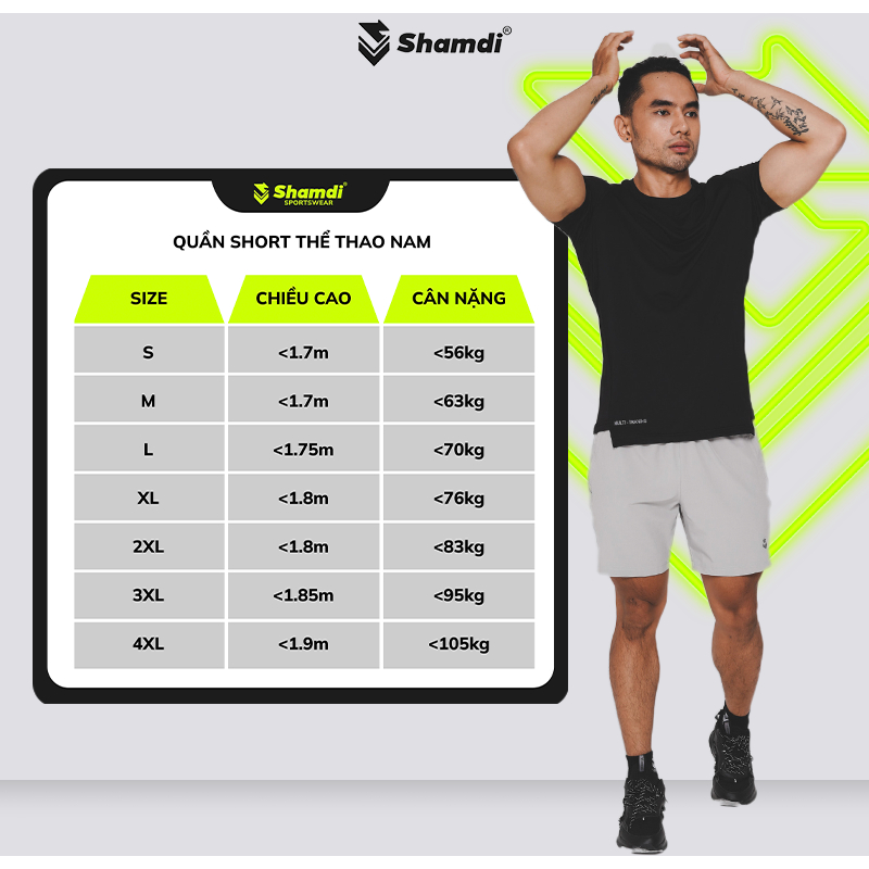 Quần Short Tập Gym Chạy Bộ Casual Nam SHAMDI Thấm Hút Nhanh, Thoáng Mát, Co Giãn Cơ Học Phù Hợp Các Môn Thể Thao - SD117