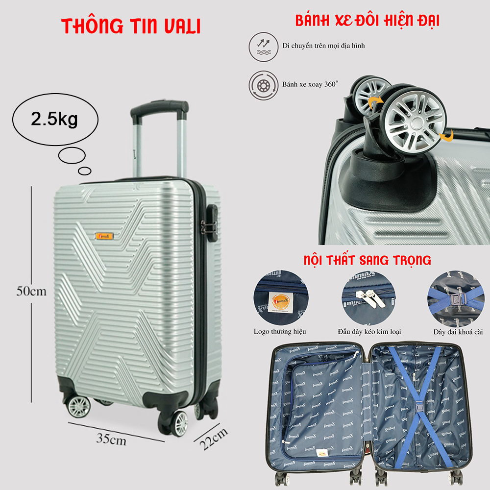 Vali nhựa du lịch immaX X11 size 24inch ký gửi hành lý bảo hành 3 năm chính hãng, 1 đổi 1 trong 12 tháng