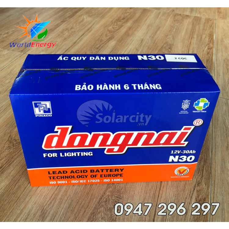 Ắc quy Đồng Nai nước 12V - 30Ah  bình mới không kèm axit