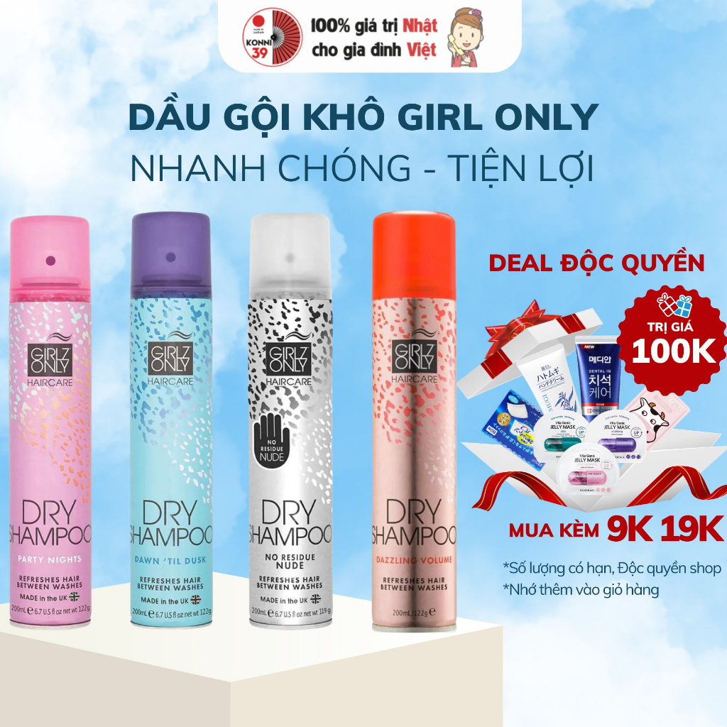 Dầu Gội Khô Girlz Only Tóc Bồng Bềnh Tức Thì 200ml Dry Shampoo Dazzling Volume - Bahachiha