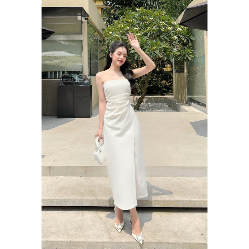REINA - Đầm Strapless dress White