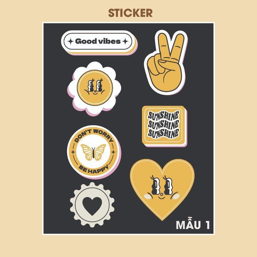 Phụ kiện mũ bảo hiểm - Combo sticker dán nón bảo hiểm siêu cute chống nước